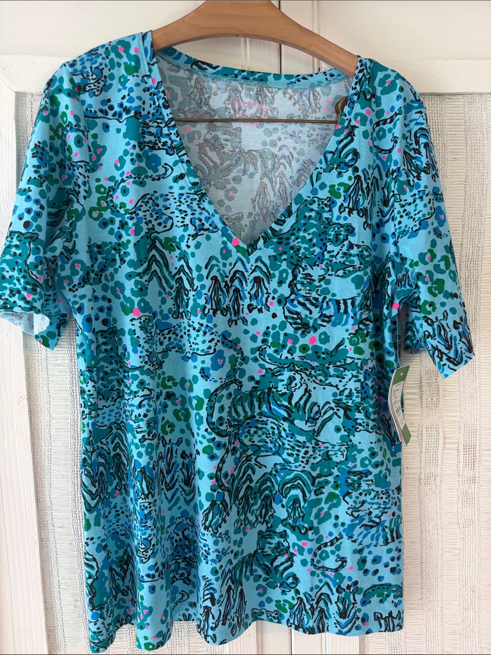 Lilly Pulitzer Jodie top in shorely blue Everglades size large NWT